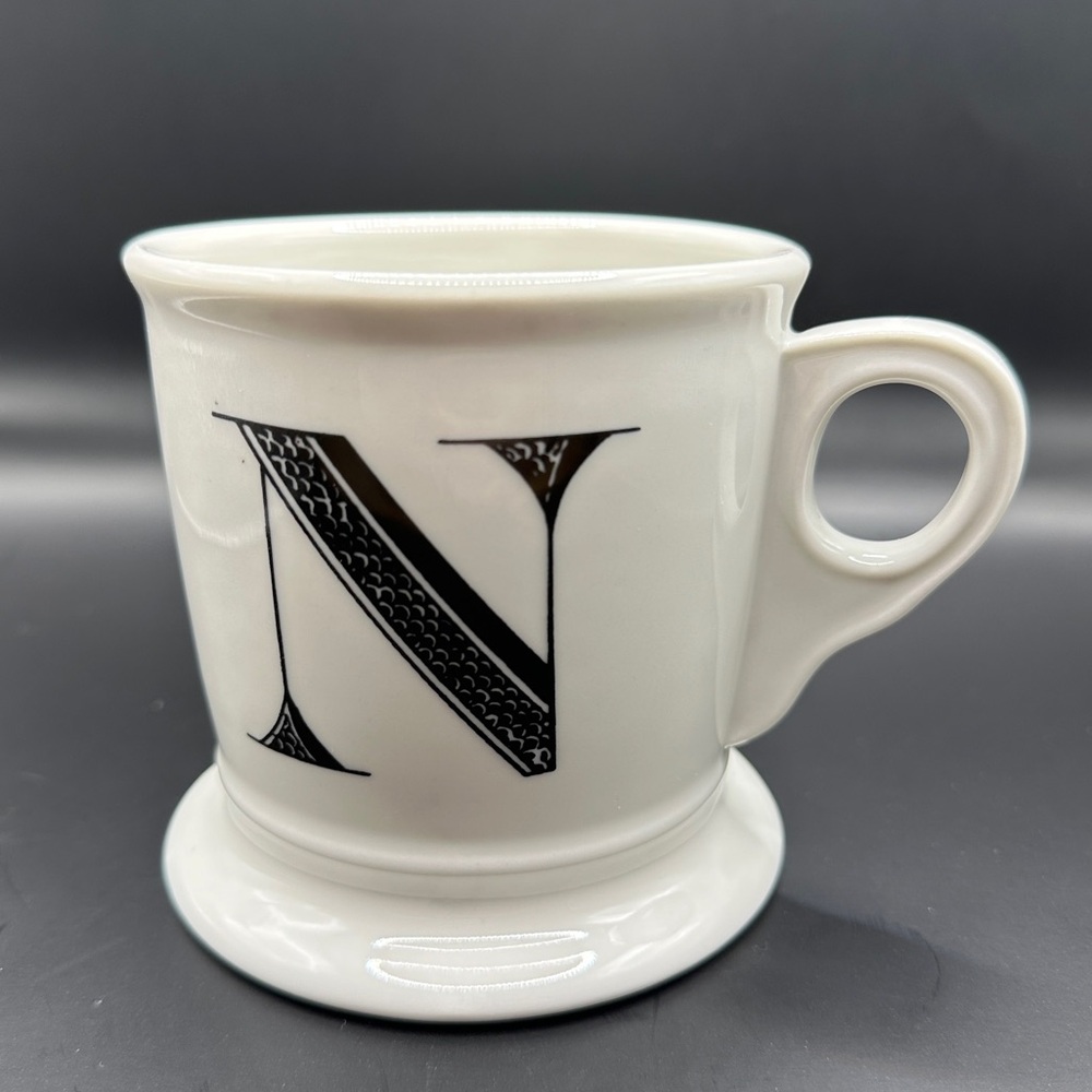 Anthropologie “N”‎ Monogram Letter Ceramic Mug Ivory Neutral
